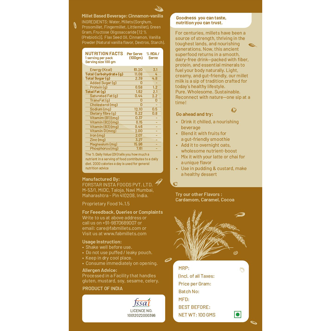 Cinnamon-Vanilla Flavor